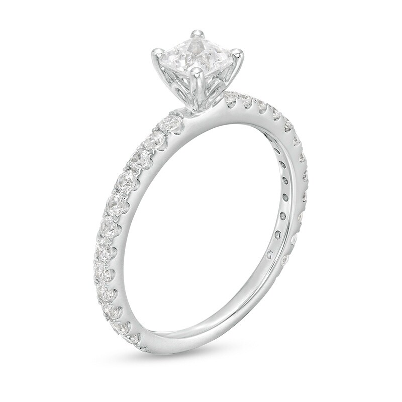 Main Image 2 of Previously Owned - 1 CT. T.W. Princess-Cut Diamond Engagement Ring in 14K White Gold (I/I1)
