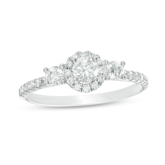Previously Owned - 3/4 CT. T.w. Diamond Past Present FutureÂ® Frame Engagement Ring in 14K White Gold