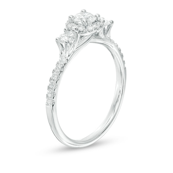 Previously Owned - 3/4 CT. T.w. Diamond Past Present FutureÂ® Frame Engagement Ring in 14K White Gold