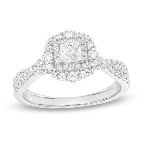 Previously Owned - Love's Destiny by Zales 1 CT. T.w. Diamond Frame Engagement Ring in 14K White Gold (I/I1)