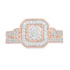 Thumbnail Image 3 of Previously Owned - 3/8 CT. T.W. Composite Diamond Cushion Frame Tri-Sides Vintage-Style Bridal Set in 10K Rose Gold