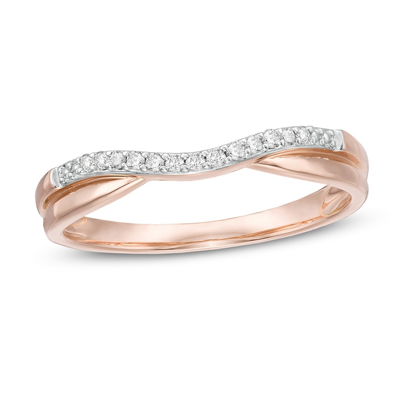 Main Image 1 of Previously Owned - 1/20 CT. T.W. Diamond Twist Contour Wedding Band in 14K Rose Gold