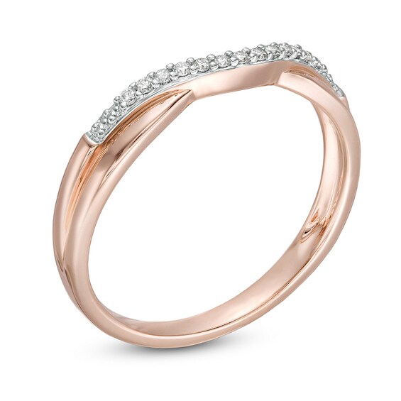 Previously Owned - 1/20 CT. T.w. Diamond Twist Contour Wedding Band in 14K Rose Gold