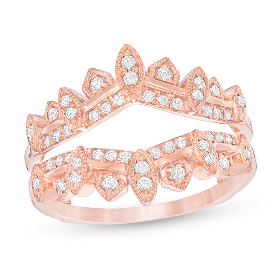 Previously Owned - 1/3 CT. T.w. Diamond Art Deco Vintage-Style Solitaire Enhancer in 14K Rose Gold