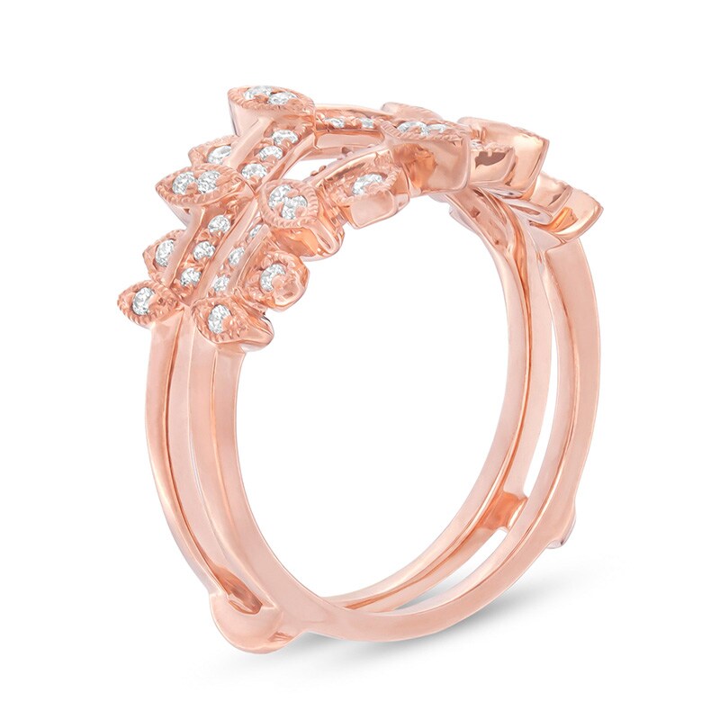 Main Image 2 of Previously Owned - 1/3 CT. T.W. Diamond Art Deco Vintage-Style Solitaire Enhancer in 14K Rose Gold