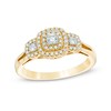 Thumbnail Image 1 of Previously Owned - 1/2 CT. T.W. Diamond Past Present Future® Double Frame Engagement Ring in 10K Gold
