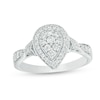 Thumbnail Image 1 of Previously Owned - 1/2 CT. T.W. Diamond Double Pear-Shaped Frame Vintage-Style Engagement Ring in 10K White Gold