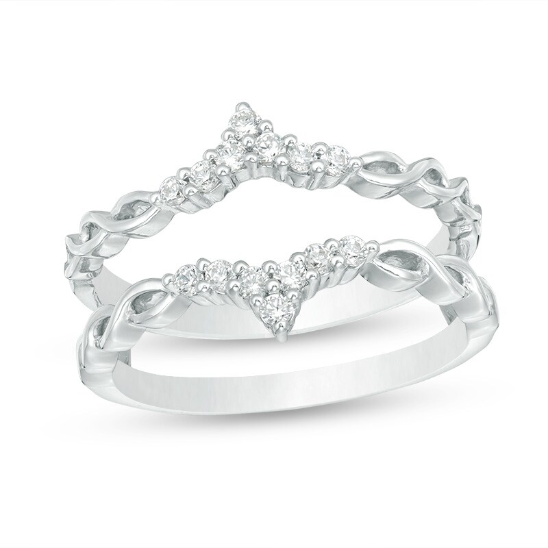 Main Image 1 of Previously Owned - 1/5 CT. T.W. Diamond Tiara Ring Solitaire Enhancer in 10K White Gold