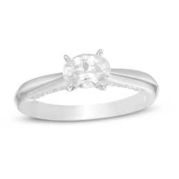Previously Owned - 7/8 CT. T.W. Oval Diamond Solitaire Engagement Ring in 14K White Gold