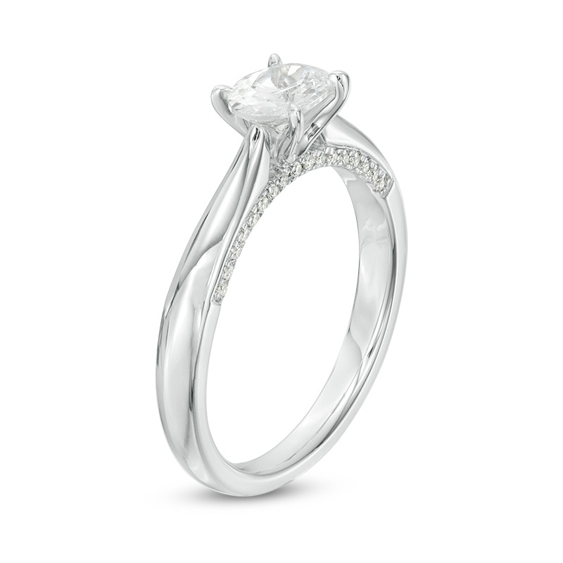 Main Image 3 of Previously Owned - 7/8 CT. T.W. Oval Diamond Solitaire Engagement Ring in 14K White Gold