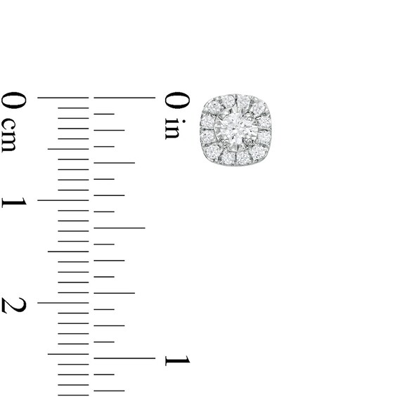 Previously Owned - 1/2 CT. T.w. Diamond Cushion Frame Stud Earrings in 10K White Gold
