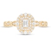Thumbnail Image 4 of Previously Owned - 3/8 CT. T.W. Emerald-Cut Diamond Double Frame Art Deco Vintage-Style Engagement Ring in 10K Gold