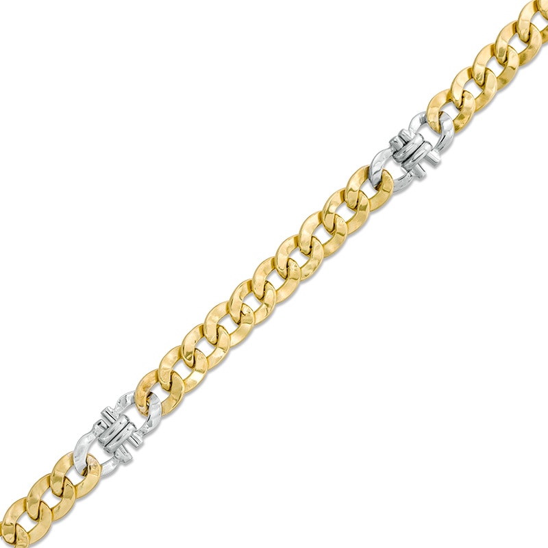 Main Image 1 of Previously Owned - Made in Italy 060 Gauge Curb Chain Bracelet in 10K Two-Tone Gold - 8.5"