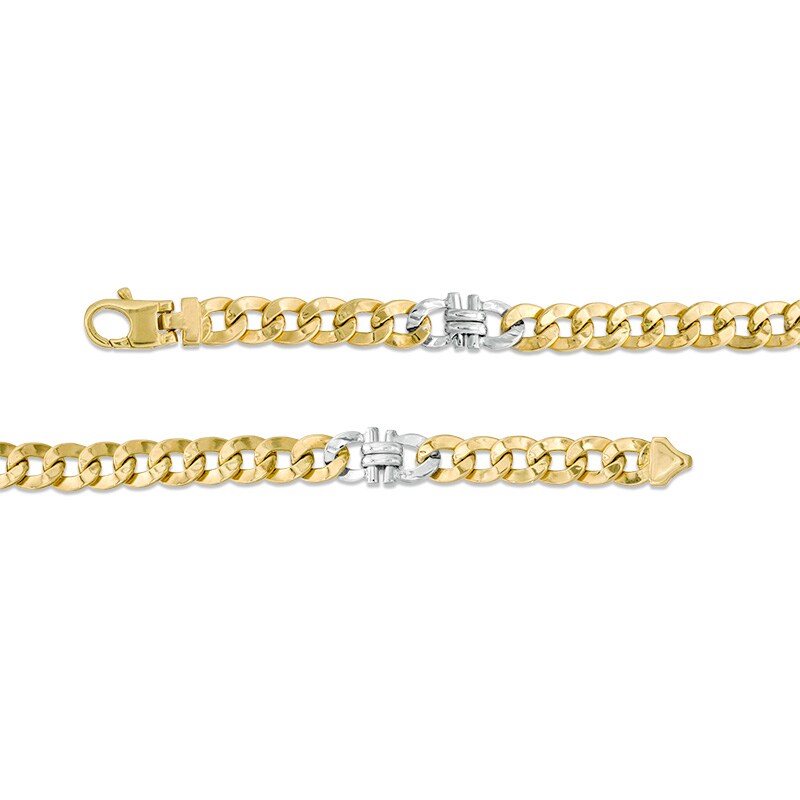 Main Image 3 of Previously Owned - Made in Italy 060 Gauge Curb Chain Bracelet in 10K Two-Tone Gold - 8.5"