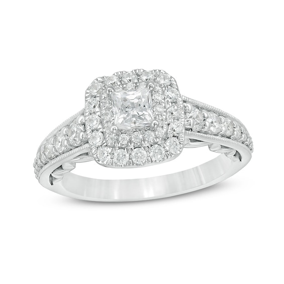 Previously Owned - Love's Destiny by Zales 1-1/3 CT. T.w. Princess-Cut Diamond Frame Engagement Ring in 14K White Gold