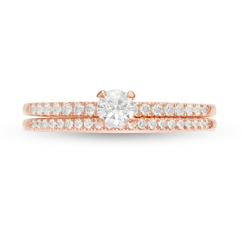 Main Image 4 of Previously Owned - 1/2 CT. T.W. Diamond Bridal Set in 10K Rose Gold