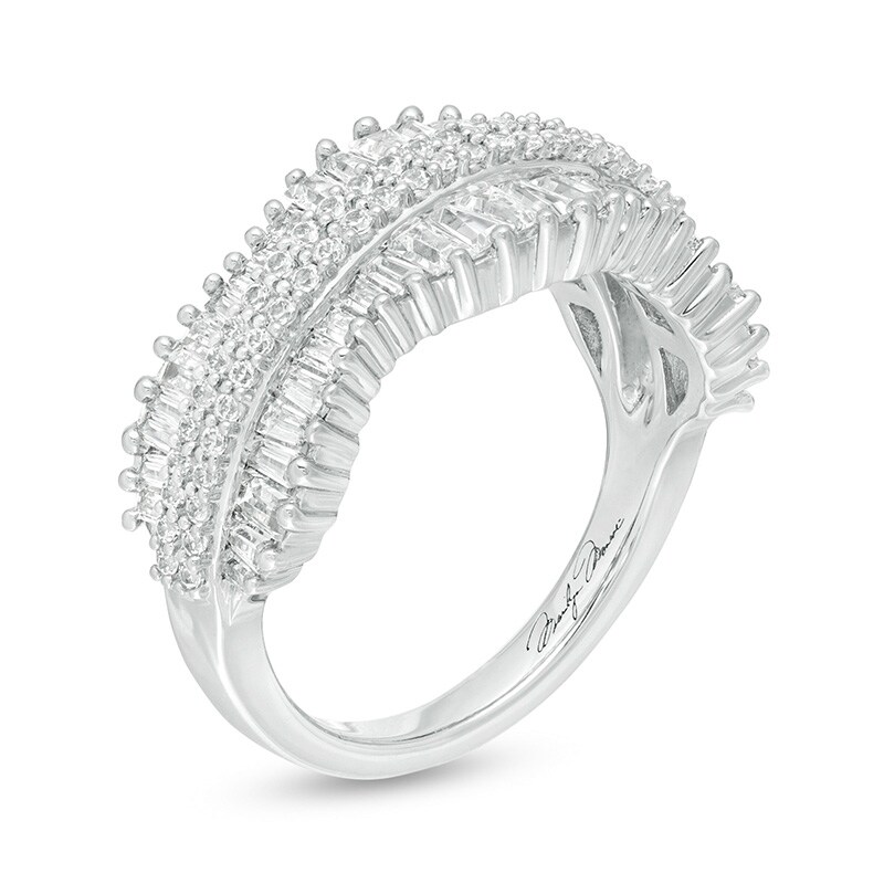 Main Image 2 of Previously Owned - Marilyn Monroe™ Collection 1 CT. T.W. Baguette and Round Diamond Concave Ring in 10K White Gold