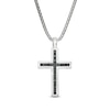 Thumbnail Image 1 of Previously Owned - Vera Wang Men 1/4 CT. T.W. Black Diamond Cross Pendant in Sterling Silver - 22"