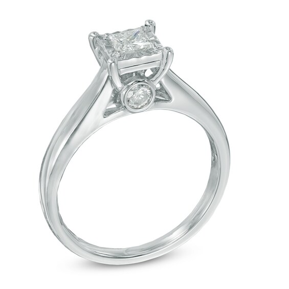 Previously Owned - 1/2 CT. T.w. Princess-Cut Diamond Engagement Ring in 10K White Gold (J/I3)