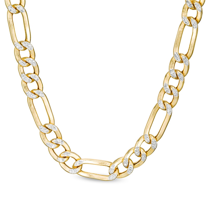 Main Image 1 of Previously Owned - Made in Italy Men's 5.7mm Diamond-Cut Figaro Chain Necklace in Hollow 10K Two-Tone Gold - 22"