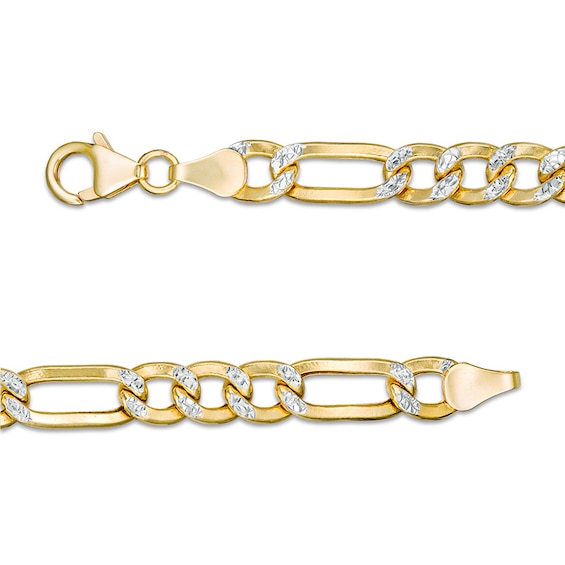 Previously Owned - Made in Italy Men's 5.7mm Diamond-Cut Figaro Chain Necklace in Hollow 10K Two-Tone Gold - 22"