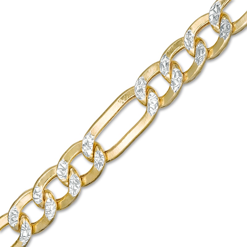 Main Image 1 of Previously Owned - Made in Italy Men's 5.7mm Diamond-Cut Figaro Chain Bracelet in Hollow 10K Two-Tone Gold - 8.5"