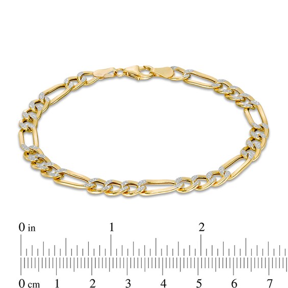 Previously Owned - Made in Italy 5.7mm Diamond-Cut Figaro Chain Bracelet in Hollow 10K Two-Tone Gold - 8.5"