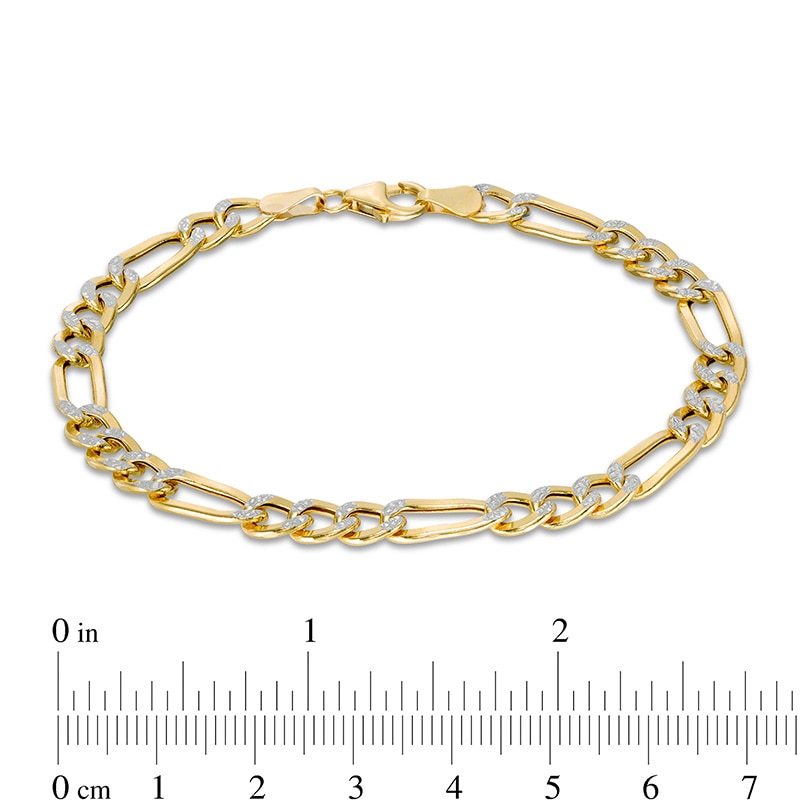 Main Image 3 of Previously Owned - Made in Italy Men's 5.7mm Diamond-Cut Figaro Chain Bracelet in Hollow 10K Two-Tone Gold - 8.5"