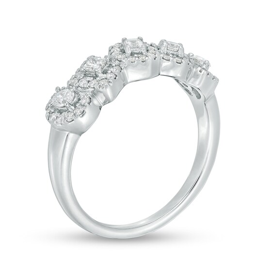 Previously Owned - Everything You Areâ¢ 1/2 CT. T.w. Multi-Shape Diamond Frame Five Stone Ring in 10K White Gold