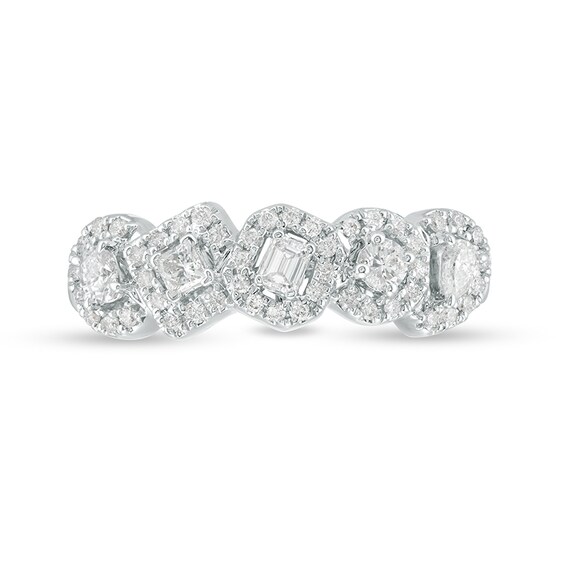 Previously Owned - Everything You Areâ¢ 1/2 CT. T.w. Multi-Shape Diamond Frame Five Stone Ring in 10K White Gold