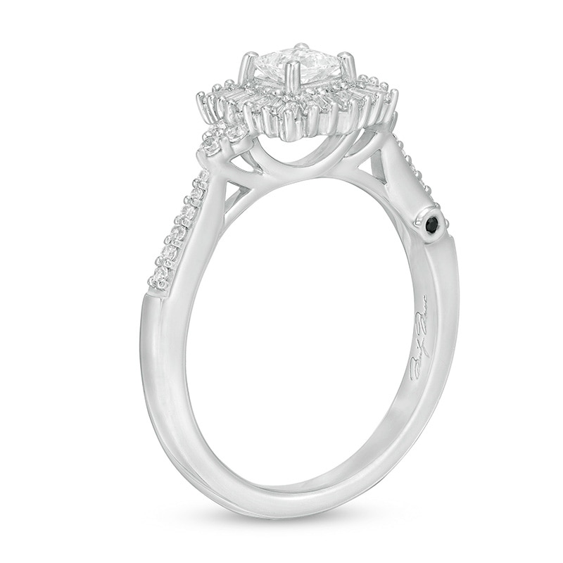 Main Image 2 of Previously Owned - Marilyn Monroe™ Collection 5/8 CT. T.W. Diamond Starburst Frame Engagement Ring in 14K White Gold