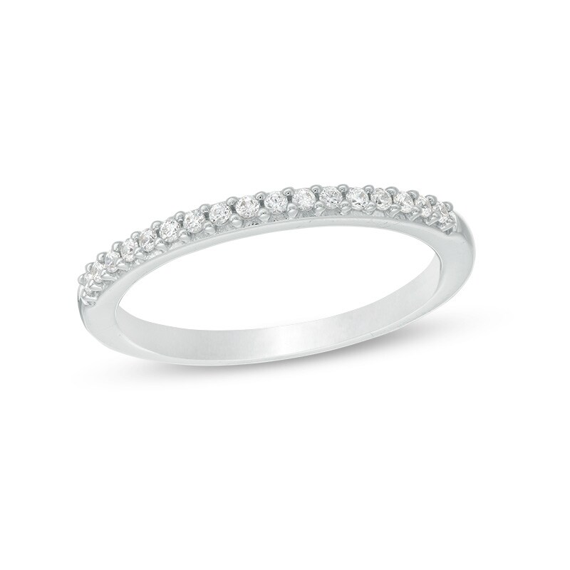 Main Image 1 of Previously Owned - 1/8 CT. T.W. Colorless Diamond Wedding Band in 18K White Gold