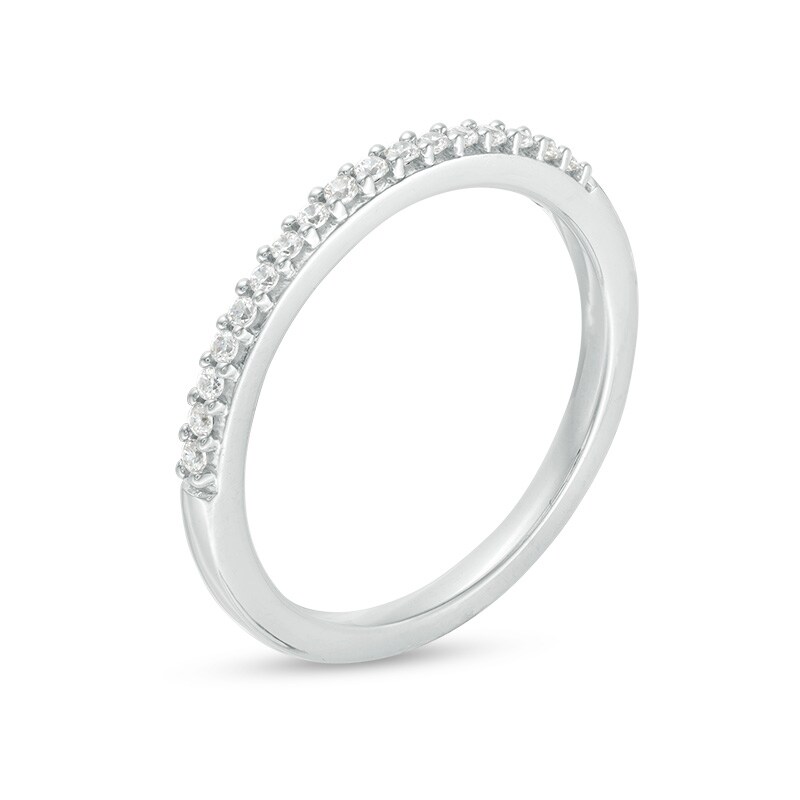 Main Image 2 of Previously Owned - 1/8 CT. T.W. Colorless Diamond Wedding Band in 18K White Gold