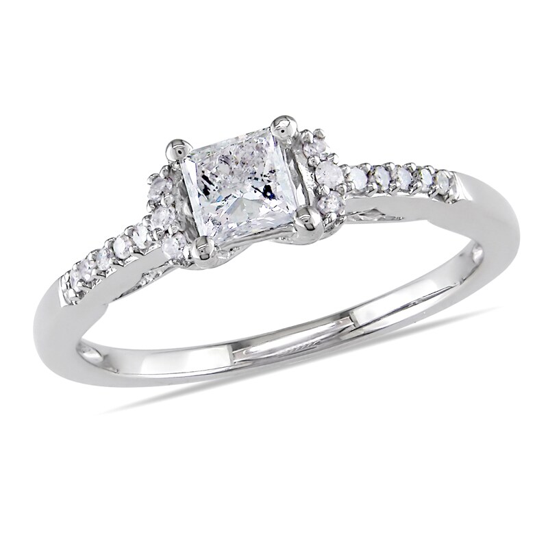 Main Image 1 of Previously Owned - 1/2 CT. T.W. Princess-Cut Diamond Collar Ring in 10K White Gold