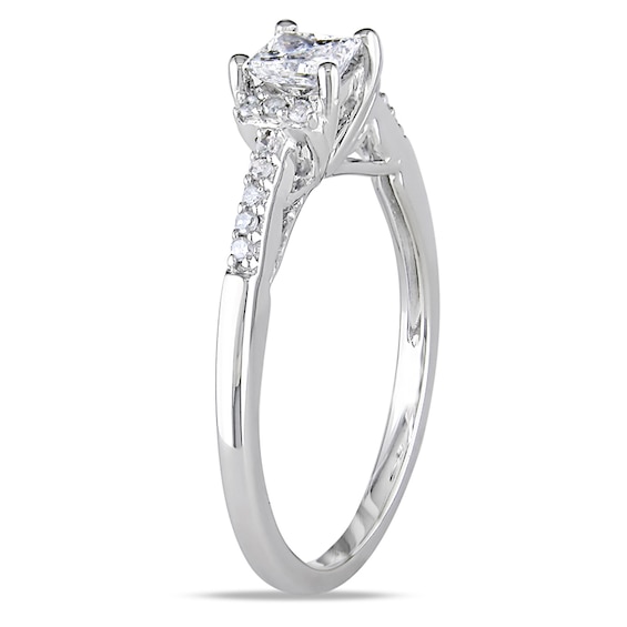 Previously Owned - 1/2 CT. T.w. Princess-Cut Diamond Collar Ring in 10K White Gold
