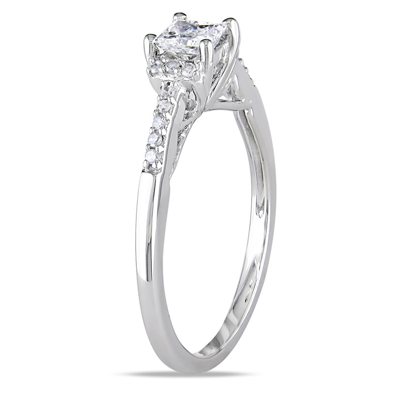 Main Image 2 of Previously Owned - 1/2 CT. T.W. Princess-Cut Diamond Collar Ring in 10K White Gold