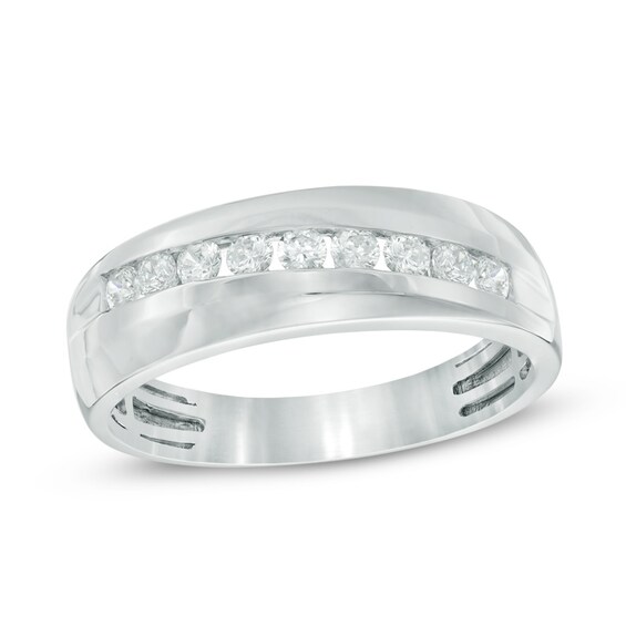Previously Owned - 1/2 CT. T.w. Diamond Slant Wedding Band in 10K White Gold
