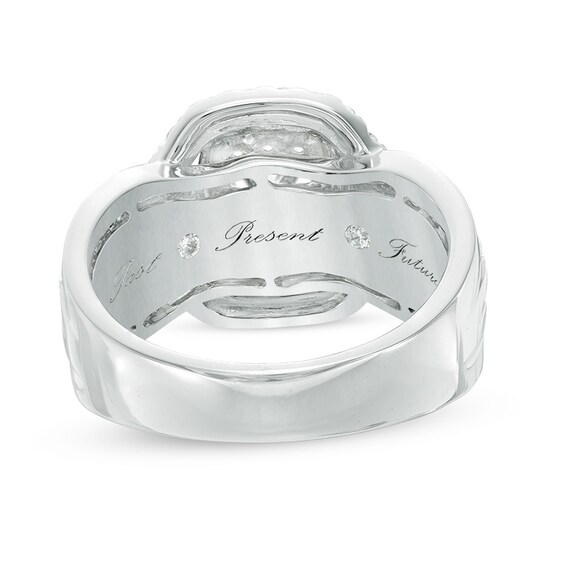 Previously Owned - 2 CT. T.w. Diamond Past Preset FutureÂ® Cushion Frame Twist Engagement Ring in 14K White Gold