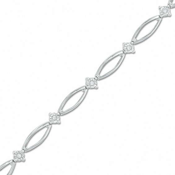 Previously Owned - 1/8 CT. T.w. Diamond Split Link Bracelet in 10K White Gold - 7.25"