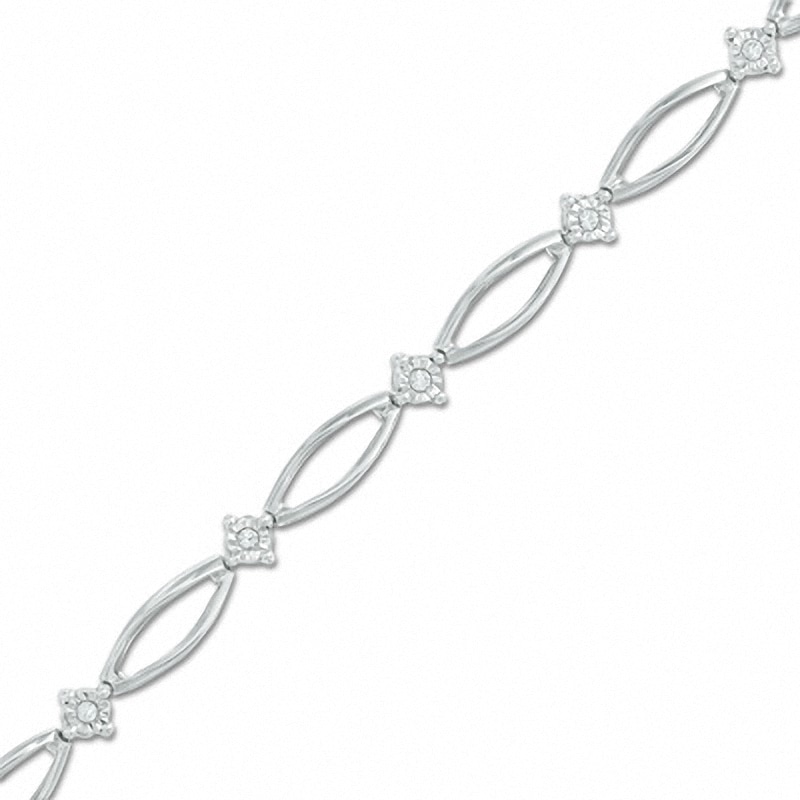 Main Image 1 of Previously Owned - 1/8 CT. T.W. Diamond Split Link Bracelet in 10K White Gold - 7.25"