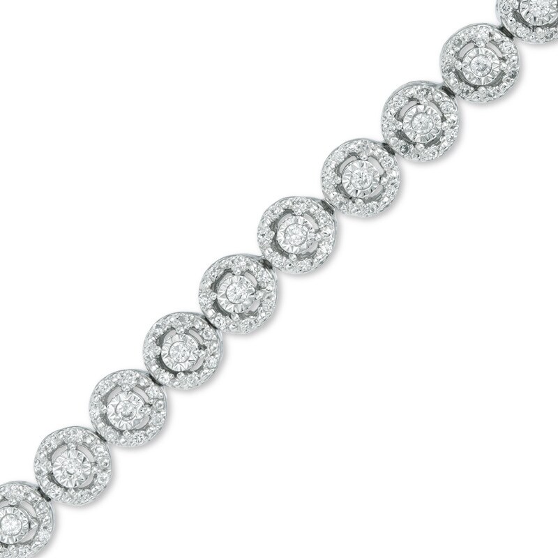 Main Image 1 of Previously Owned - 1 CT. T.W. Diamond Frame Line Bracelet in 10K White Gold