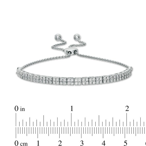 Previously Owned - 1/3 CT. T.w. Diamond Double Row Bolo Bracelet in 10K White Gold - 10"