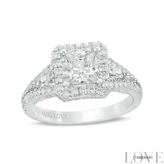 Previously Owned - Vera Wang Love Collection 1-3/4 CT. T.w. Diamond Frame Engagement Ring in 14K White Gold (I/Si2)