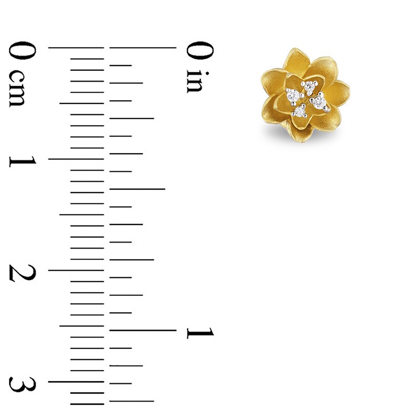 Main Image 3 of Previously Owned - Enchanted Disney Tiana Diamond Accent Water Lily Stud Earrings in 10K Gold