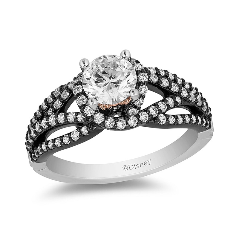 Main Image 1 of Previously Owned - Enchanted Disney Villains Ursula 1-1/4 CT. T.W. Diamond Frame Engagement Ring in 14K Two-Tone Gold