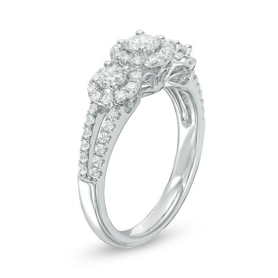 Previously Owned - 1 CT. T.w. Diamond Past Present Future® Frame Engagement Ring in 14K White Gold