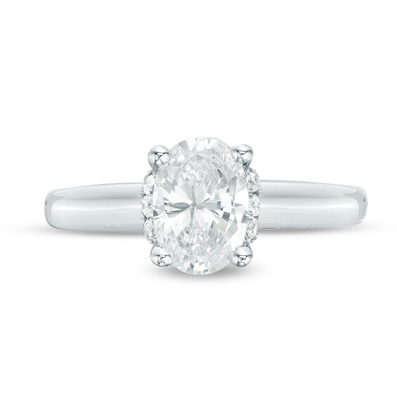 Previously Owned - Vera Wang Love Collection 1-1/8 CT. T.w. Oval Diamond Collar Engagement Ring in 14K White Gold