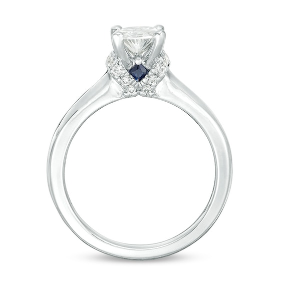 Previously Owned - Vera Wang Love Collection 1-1/8 CT. T.w. Oval Diamond Collar Engagement Ring in 14K White Gold