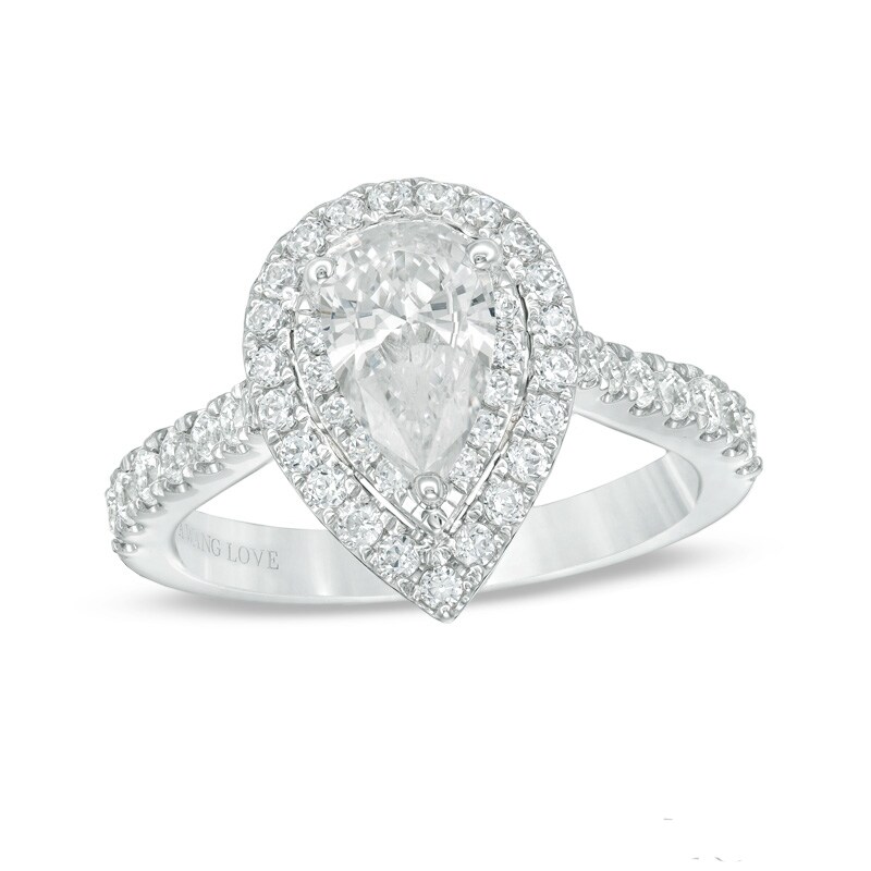 Main Image 1 of Previously Owned - Vera Wang Love Collection 1-3/4 CT. T.W. Diamond Frame Engagement Ring in 14K White Gold (I/SI2)