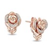 Thumbnail Image 1 of Previously Owned - Enchanted Disney Belle 0.084 CT. T.W. Diamond Rose Stud Earrings in 10K Rose Gold